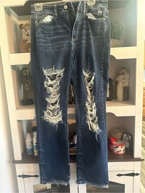 Dark Blue Distressed Women's Jeans Judy Blue